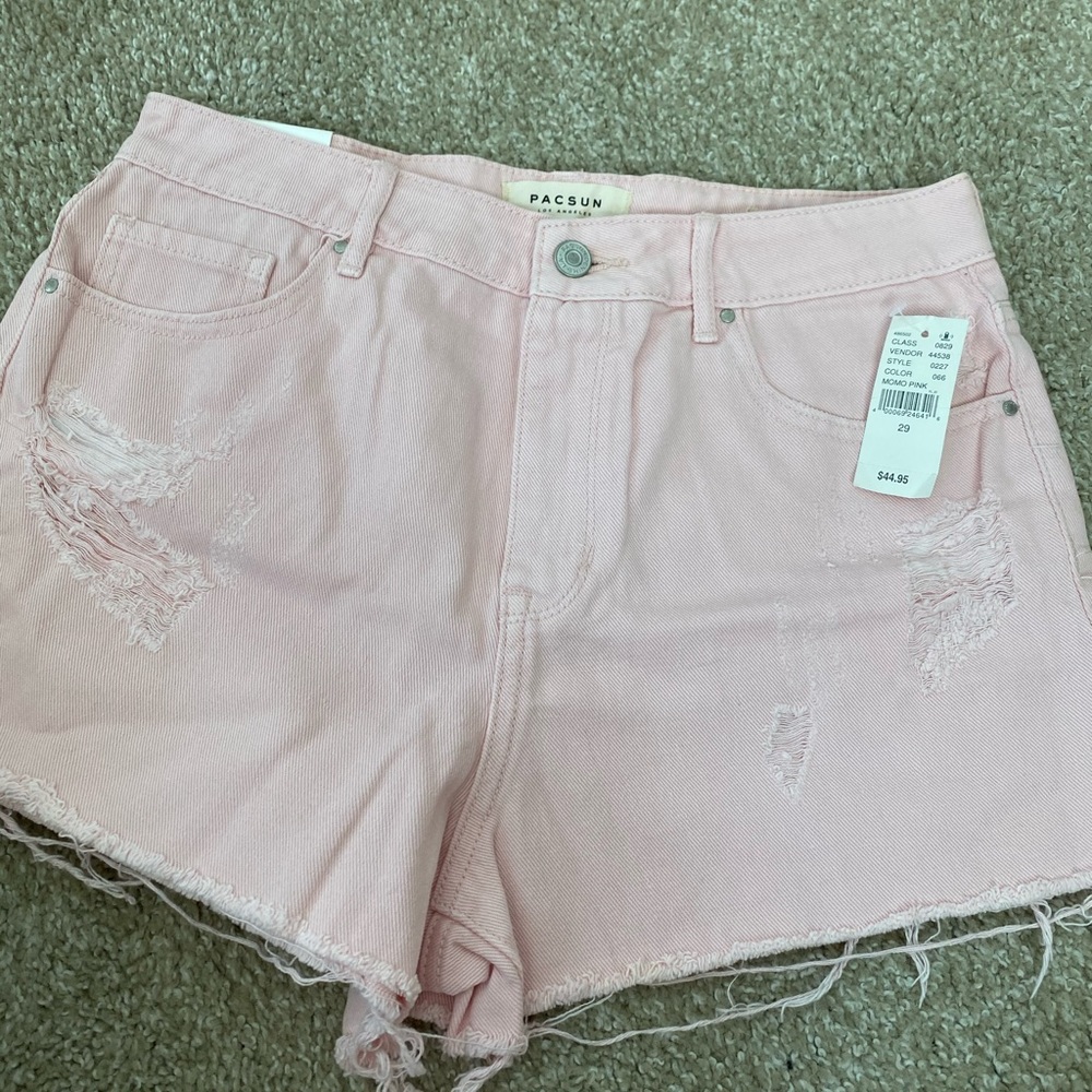 Pacsun pink high rise distressed shorts